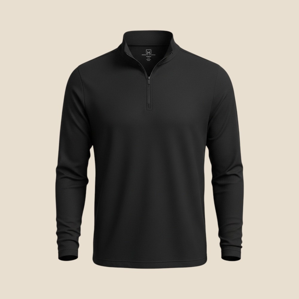 Michael‎ Strahan Mens Quarter Zip Pullover Black Modern Fit XLT Long Sleeve Top